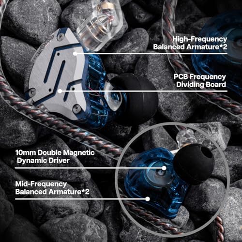 Linsoul KZ ZS10 Pro Hybrid IEM Earbuds – 4 BA + 1 DD High-Fidelity Wired In-Ear Monitors with Stainless Steel Faceplate and Detachable Cable, Ideal for Musicians and Gamers with Built-in Mic, Unmatched Sound Clarity and Versatile Compatibility