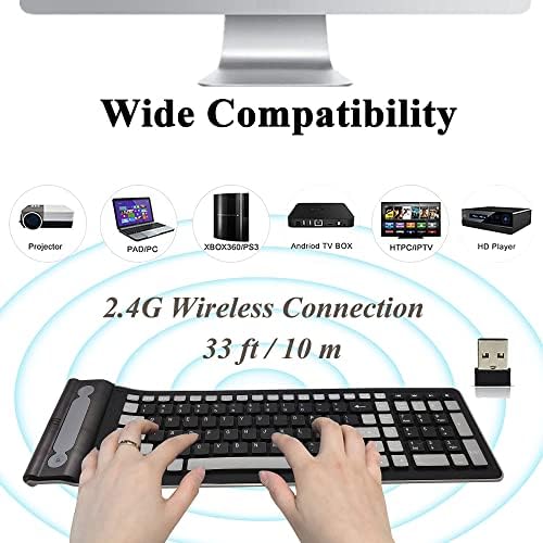 Ultimate Travel-Friendly Wireless Silicone Keyboard – Foldable & Portable Design for PC and Laptop, Ergonomic Soft Rubber Typing Experience, Perfect for On-the-Go Professionals and Digital Nomads, Clutter-Free Workspace with Enhanced Compatibility and Speed