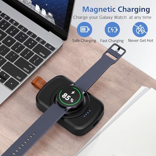 Sleek 1800 m Ah Magnetic Wireless Charger for Samsung Galaxy Watch Series – Ultimate On-the-Go Power Solution for Galaxy Watch 7/Ultra/6/6 Classic/5/5 Pro/4/3/Active 2/1 – Fast, Compact, and Stylish Charging Accessory for Your Smartwatch Lifestyle
