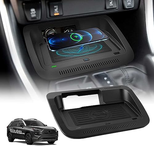 PACEWALKER 15 W Wireless Charging Pad for Toyota RAV4 (2019-2023) – Anti-Slip Design for Secure Device Placement, Fast Charging Solution for LE/XLE/TRD/Off-Road/XSE/SE Models – Effortless Integration and Enhanced Aesthetics for Your Vehicle