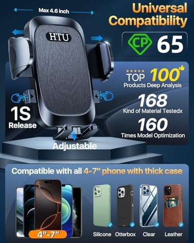 2025 Ultimate Car Phone Mount – Unmatched 80+ LBS Suction for Unshakeable Stability | Military-Grade Durability | Universal Dashboard, Windshield & Vent Holder for i Phone 15 Pro Max, Samsung & More | Sleek Dark Grey Design with Safety Certifications