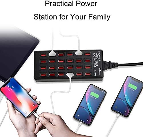 High-Performance 24-Port USB Charging Station – 100 W Fast Charger for Hotels, Schools & Retail Spaces – Multi-Device Compatibility with Enhanced Safety Features for Effortless Power Management