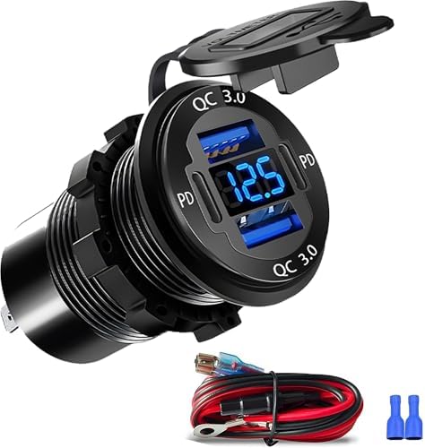 Ultra-Compact 12 V USB Multi-Port Charger with Real-Time LED Voltmeter – Durable Aluminum Alloy Car Outlet for Cars, RVs, Boats, Golf Carts, Trucks, and Motorcycles – High-Speed Charging Solution for All Devices