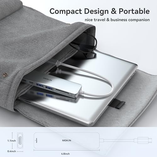 Transform Your Mac Book Pro/Air into a Powerhouse: MOKi N 7-in-1 USB C Hub HDMI Adapter with 4 K Support, Dual Card Readers, and Rapid 5 Gbps Data Transfer – Ideal for Dell XPS and Lenovo Think Pad Users!