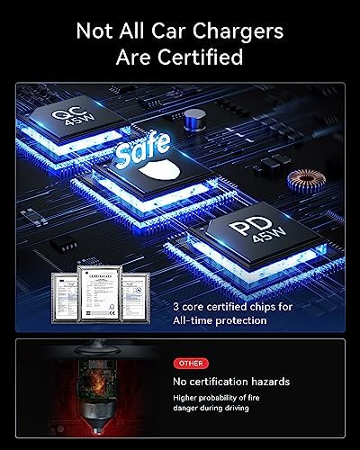 MRGLAS 90 W USB-C Car Charger: Ultra-Fast PD45 W & QC45 W Compatibility with 3.3 ft Type C Cable, Durable All-Metal Design, Flush Fit for Seamless Integration in Vehicles – Ideal for i Phone 16/15, Samsung S25/S24/S23 Ultra, Pixel 8/8 Pro/7 – Power Up on the Go!