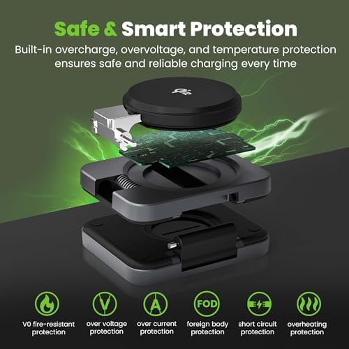 GEARit Ultra-Fast 3-in-1 Wireless Charging Hub – Qi2 Mag Safe Stand for i Phone 15, 16 Pro, Apple Watch, and Air Pods – Multi-Device Compatibility for Seamless Charging at Home or On the Go – Sleek Design with LED Status Indicators and Non-Slip Base