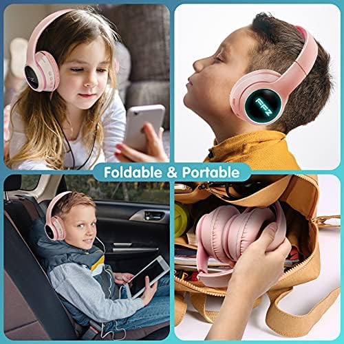 Vibrant Purple Kids Bluetooth Headphones – Safe Listening with Colorful LED Lights, Ultra-Comfort Earpads, Built-in Microphone, and Travel-Friendly Foldable Design for School & Adventure – Perfect for Online Learning and Playtime