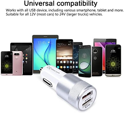 Rapid Charge Dual Port Car Charger – 30 W 5.4 A USB Adapter for Smartphones & Tablets – Universal Compatibility for i Phone, Samsung, LG & More – Compact Travel-Friendly Design with Overcharge Protection Features – Efficient Power Delivery for On-the-Go Charging