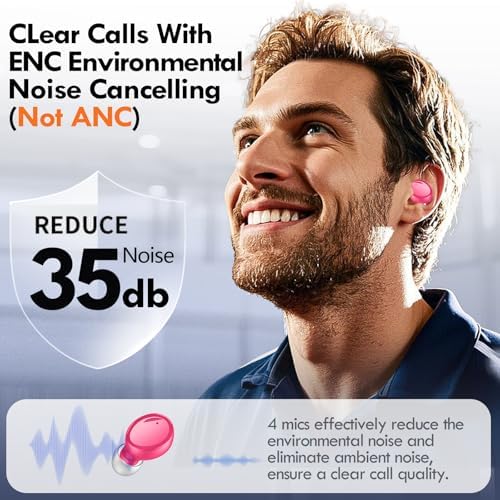 Lanteso Bluetooth 5.3 True Wireless Earbuds – Lightweight Sports Headphones with 48-Hour Playtime, Deep Bass Sound, Built-In Mic for Hands-Free Calls, Stylish Purple Finish for Active Lifestyles – Exceptional Comfort and Immersive Audio Quality