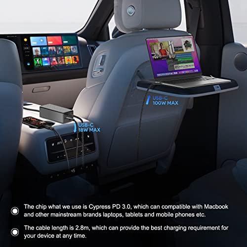 Ultra-Fast KFD PD118 100 W USB-C Car Charger for Laptops & Devices – High-Efficiency DC Adapter with 18 W QC3.0 Port – Compatible with Mac Book Pro, Dell XPS, Razer Blade, Surface Pro & More – Reliable Power Supply for Cars, Trucks & Outdoor Use – 30-Day Exchange & 36-Month Warranty