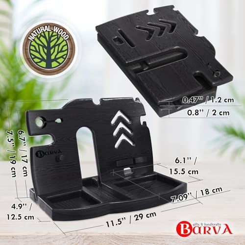 BARVA Wood Docking Station | Phone Stand & Desk Organizer | Night Stand Charging Station & Smart Watch Phone Holder | Nightstand Organizer for Men’s Accessories | Ideal Gifts for Men – Enhanced Compatibility and Speed