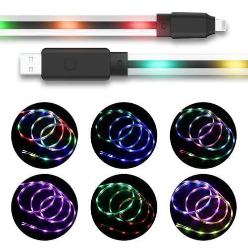 Revamp Your Charging Routine with Our 6 ft Color Changing LED i Phone Charger Cord – MFi Certified Lightning Fast Charging Cable for i Phone 14, 13, 12, 11 Pro Max, i Pad, and i Pod Touch – Durable, Stylish, and Functionally Innovative