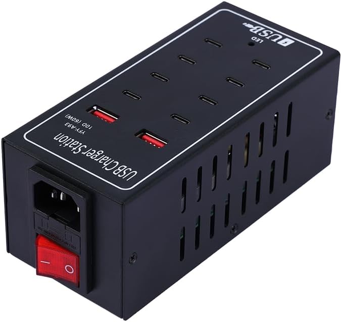 Ultimate 10-Port USB Charging Hub – Fast 60 W Power Delivery Multi-Port Charger for i Phone 13/14/15, Tablets & More – Intelligent Overcharge Protection for Home, Office, and Public Use – Sleek Desktop Accessory for Efficient Device Management