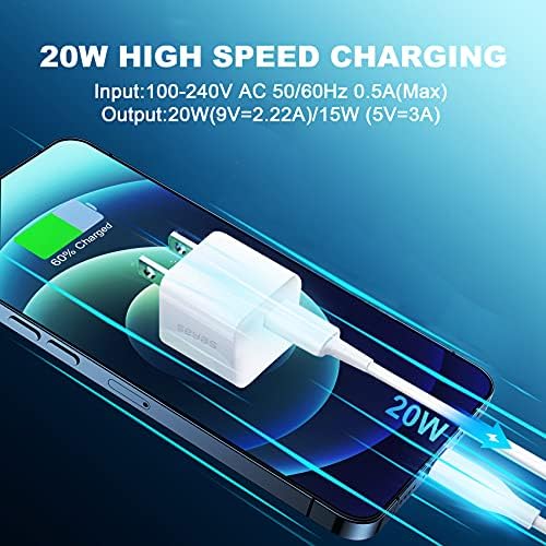 Compact 20 W USB C Wall Charger by Seyas – Fast Charging Adapter for i Phone, i Pad, Air Pods, Pixel, Galaxy, Switch – Dual-Pack with Enhanced Compatibility and Safety Features for Everyday Convenience
