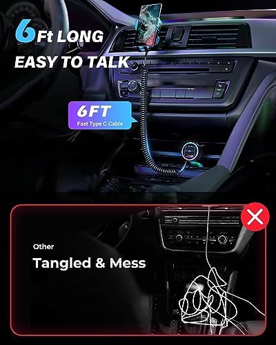 75 W USB-C Car Charger with 6 ft Coiled Cable – Ultra-Fast PD & QC3.0 Charging for i Phone 15/14, i Pad Pro, Samsung S23 Ultra, and Android – Optimal Compatibility & Performance on the Go
