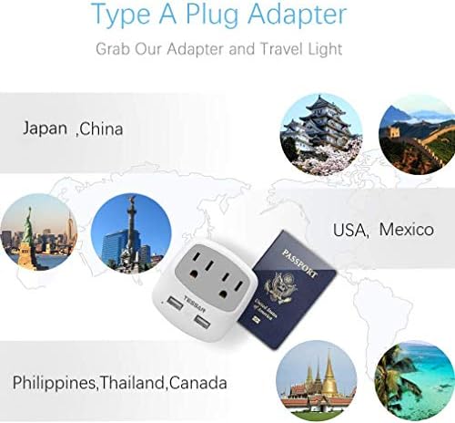 Ultimate TESSAN Type G UK Travel Plug Adapter with Dual USB Fast Charger Ports – Compact US to UK Power Converter for Effortless Global Connectivity in Scotland, London, Ireland, Kenya, Dubai & Qatar