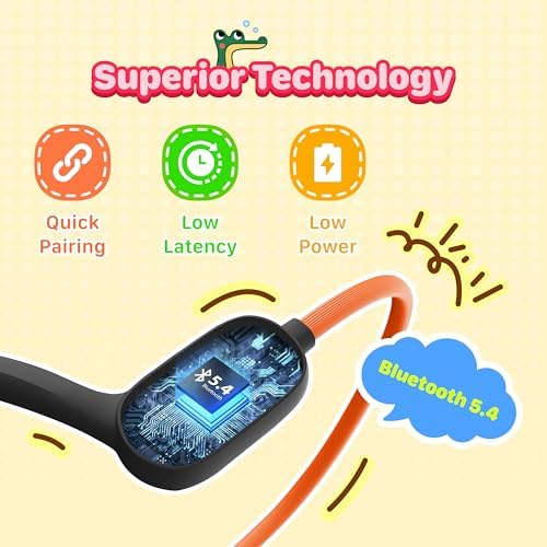Kid-Friendly Bluetooth Earbuds with IPX5 Waterproof Protection – Lightweight Design, 85 d B Hearing Safety, Built-in Microphone, and Seamless Compatibility for Active Play and Learning