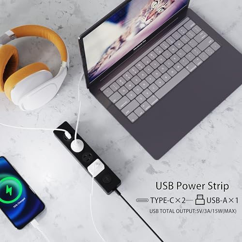Ultimate IPX9 Weatherproof Outdoor Power Strip with 3 Outlets & 3 USB Ports (2 USB-C) – 5.18 FT Heavy-Duty Extension Cord for Versatile Power Solutions in Garden, Bathroom, Kitchen, Garage, and Office – Reliable Surge Protection & Fast Charging for All Devices