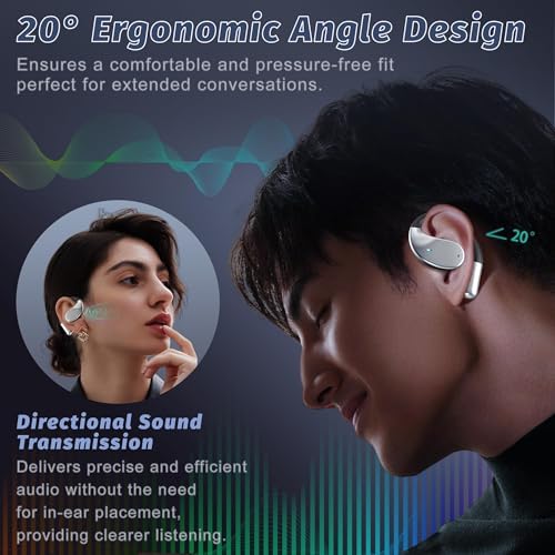 Unlock Your Audio Potential with Next-Gen Open-Ear Wireless Earbuds – Bluetooth 5.4 Headphones Offering Superior ENC Noise Cancellation, Rich Hi-Fi Sound, and Immersive Deep Bass; IP54 Water-Resistant for Active Adventures with an Astounding 68-Hour Battery Life – Ideal for Running, Traveling, Work, Cycling, and Intense Workouts; Features AI Translation for Effortless Multilingual Communication and Seamless Device Pairing