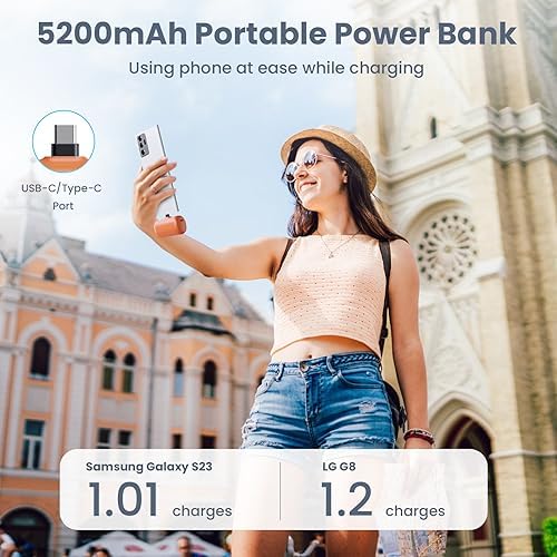 Ultra-Compact 5200 m Ah USB C Power Bank – Fast Charging Mini Portable Charger for i Phone 16/16 Plus/15/15 Plus/15 Pro Max, Galaxy S25/S24, i Pad, and Android Devices – Essential Power Solution for On-the-Go Charging