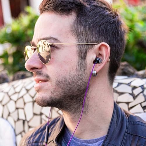 LUDOS Clamor Wired Earbuds – Premium Noise-Isolating In-Ear Headphones with Memory Foam Tips, Built-in Microphone, 5-Year Warranty – Perfect for i Phone and Samsung Users, Ideal for Students and Small Ears in Stylish Pink – Ultimate Sound Quality and Comfort for Everyday Use