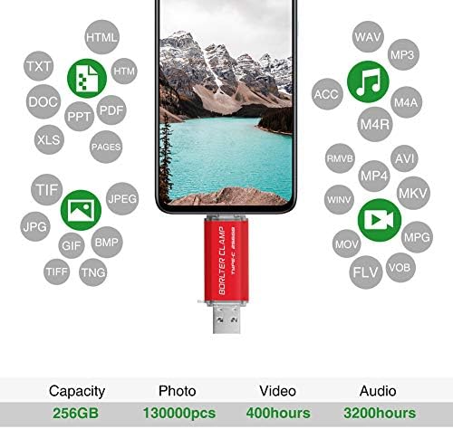 High-Speed 512 GB Dual Port USB 3.0 Type C Flash Drive – Versatile OTG Memory Stick for Android Smartphones & PCs, Compatible with Samsung Galaxy S10/S9/S8/Note 9, LG, Google Pixel – Compact & Stylish Red Design for Effortless File Transfers
