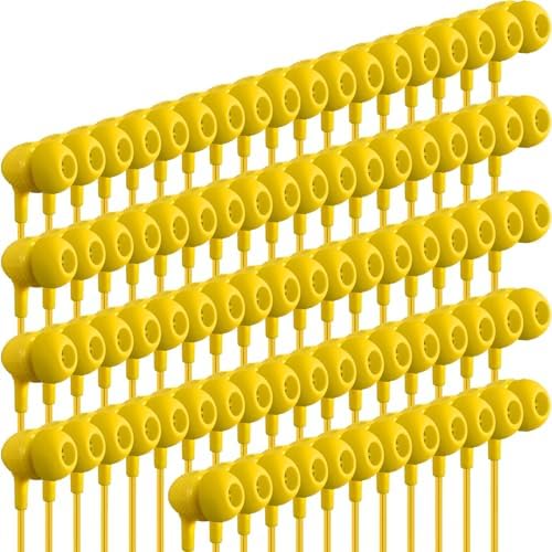 Macarrie 200 Pack Wired Earbuds – Vibrant Classroom & Office Headphones with 3.5 mm Compatibility – Individually Bagged for Hygiene & Seamless Distribution – Lightweight & Durable Design for All-Day Comfort – Ideal for Lectures, Music Listening, and Conference Calls