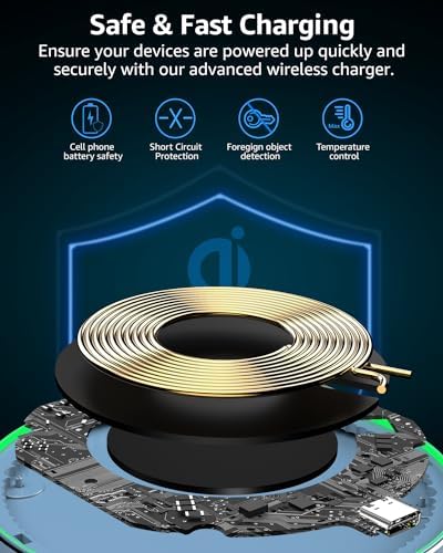 TOZO 2025 Enhanced 15 W Max Fast Wireless Charging Pad – Sleek Gray Charger for i Phone 16/15/14/13/12 Series & Samsung Galaxy S24/S23/S22 – Anti-Slip Design for Secure Charging – Lightweight & Portable Qi-Compatible Accessory for Effortless Power Delivery