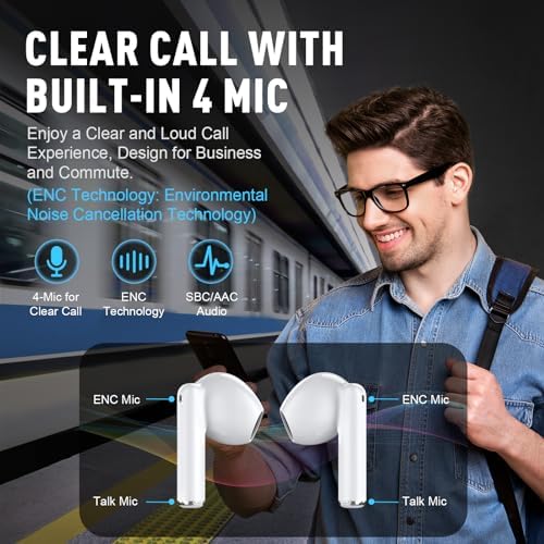 ZIPFORCE Bluetooth 5.3 True Wireless Earbuds with ENC Microphones – IPX6 Waterproof, Lightweight Design, 40-Hour Playtime, Touch Control Headphones for Seamless Audio Experience and Crystal-Clear Calls