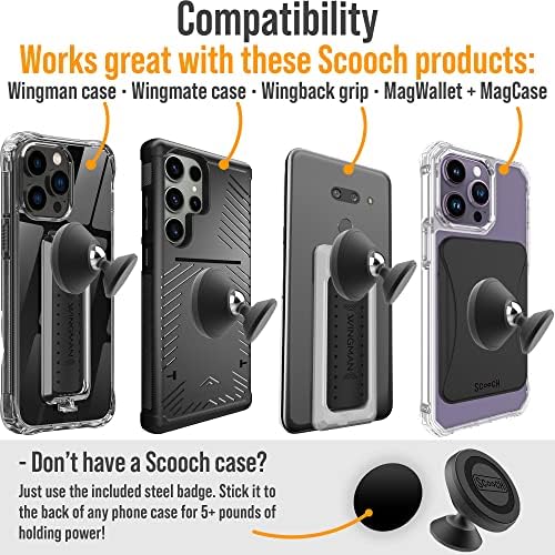 Revolutionary Scooch Wingmount Magnetic Phone Mount for Cars – Ultimate Hands-Free Smartphone Holder with Strong Magnet for Dashboard, Adjustable Viewing Angles, Compatible with All Smartphone Models and Cases – Enhance Your Driving Safety and Convenience (2022 Model)