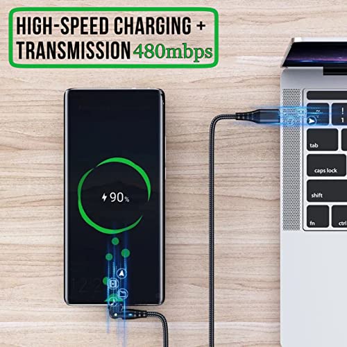 Revolutionize Your Charging Experience with the 6 ft USB C to USB C Fast Charging Cable – 60 W Power Delivery, 180° Rotating Connector, Durable Nylon Braided Design, Includes USB A Adapter for Ultimate Compatibility with i Phone 16/15, Mac Book, i Pad, Galaxy S24, and More