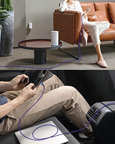 10 ft USB C to USB C Charging Cable – Fast 60 W Power Delivery Braided Cord for Galaxy S23 Ultra, i Phone 15/16, i Pad Pro, Mac Book – Durable, Tangle-Free Design in Purple, Green, Blue, Pink for Maximum Flexibility and Style