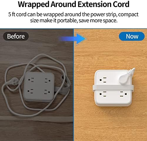 NTONPOWER 8-Outlet Flat Plug Power Strip with 45 W USB-C Fast Charging Port – Compact Multi-Device Extender with 5 ft Cord, Ideal for Home and Travel, Compatible with i Phone, Mac Book Pro, Tablets, and Samsung – Smart Design for Organized Charging Solutions