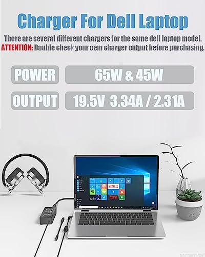 65 W Universal AC Adapter for Dell Inspiron & Vostro Laptops – Fast Charging, Enhanced Compatibility with 4.5 mm & 7.4 mm Connectors – Ideal Replacement for Inspiron 11, 13, 14, 15, 17, 3000, 5000, 7000 Series – Compatible with XPS & Latitude Models – Reliable Power Supply for Efficient Performance – Perfect for Home, Office, and On-the-Go Use – Versatile Charger for Multiple Dell Models – Quick Charge Technology for Maximum Efficiency – Lightweight Design for Easy Portability – Upgrade Your Laptop Experience with This Essential Accessory