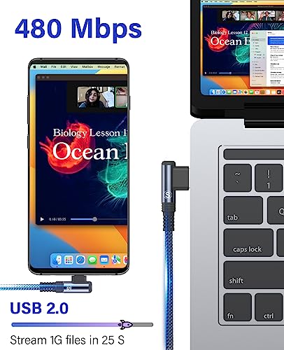 Sweguard 6.6 ft Fast Charging USB to Type C Cable – 2-Pack with 90-Degree Angled Connectors for Enhanced Comfort and Durability – Ideal for i Phone 16, Samsung Galaxy S Series, and Universal Compatibility – Perfect for Home, Office, and Travel Use