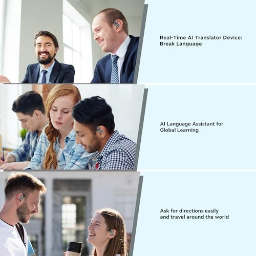 Revolutionize Communication with AI-Driven Real-Time Translation Earbuds – Bluetooth 5.4 Headphones for Effortless Multilingual Interactions – Ergonomically Designed for Travel with Long-Lasting Battery Life and Hands-Free Calling – Perfect for Global Professionals and Adventurers Seeking Uninterrupted Conversations