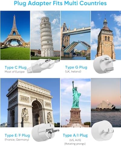 Comprehensive Universal Travel Adapter for Global Journeys – Olcorife 6-Outlet & 3-USB Port Power Solution with 5 ft Extension Cord | EU, UK, US, AUS Compatibility | Enhanced Surge Protection & Multi-Device Charging Convenience