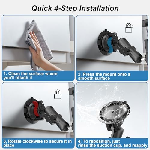 Ultimate Heavy-Duty i Pad Suction Mount: Versatile 360° Rotating Tablet Holder for Car Dashboard & Windshield – Compatible with 4.7″-12.9″ i Pad Pro/Air/Mini for Enhanced Driving Experience and Safety