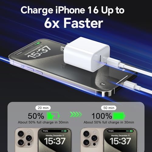 High-Power 45 W USB-C Charger for i Phone 16 & 15 – Fast Charging Block with Premium USB-C Cable for i Pad & Galaxy S24 Ultra – Compact & Lightweight with Advanced Safety Features for Efficient Power Management and Travel Convenience