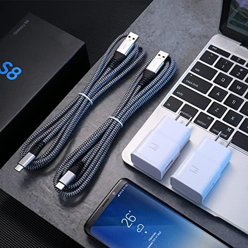 Qihop Adaptive Fast Charging USB Wall Charger Kit – 2-Pack with 6 ft USB Type C Cable for Samsung Galaxy Devices – Rapid Charging Solution for Galaxy S21/S20/S10+/S10 e/S9/S8 Plus, Note 10+/20, A14/A53/A71 – Enhanced Speed & Compatibility for Busy Lifestyles