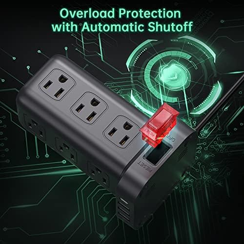 15 FT USB C Surge Protector Power Tower with 12 AC Outlets & 4 Rapid Charging USB Ports – Ultimate Overload Protection for Home and Travel Efficiency – Compact, Versatile Charging Solution for Modern Devices