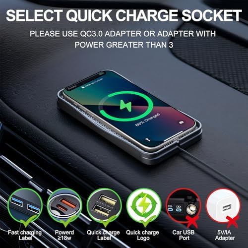 High-Efficiency Car Wireless Charger Pad – 20 W/15 W/10 W Fast Charge Solution for i Phone 16/15/14/13/12/11 & Samsung S24-S9 – Non-Slip Design for Secure Device Stability – Ultimate Automotive Charging Accessory with Safety Features & Sleek Fit