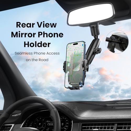 Transform Your Drive with the 360° Magnetic Phone Holder for Car – Effortlessly Mounts to Rear View Mirror for i Phone 16/15/14/13/12 & Mag Safe Devices – Unmatched Stability, Quick Installation & Enhanced Safety Features