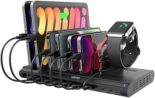 Unitek Quick Charge 3.0 Multi USB Charging Station – 10-Port Fast Charger for i Phone, i Pad, Tablets, and Kindles – UL Certified Safety with Sleek Black Design for Home and Office Use – Enhance Device Lifespan and Efficiency