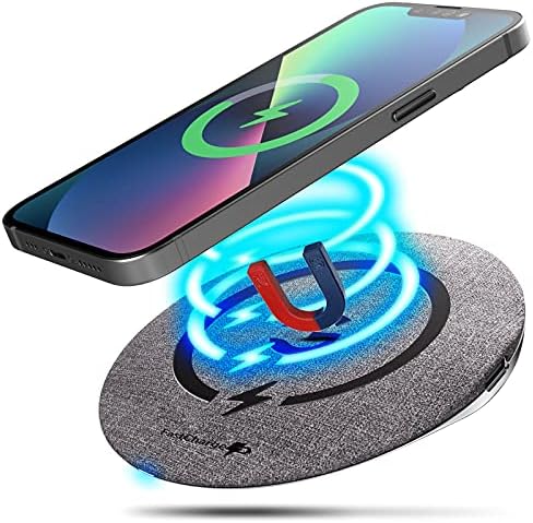 Galvanox Magnetic Wireless Charging Pad – 15 W Fast Charge Station for i Phone 14/14 Pro Max & 13/13 Pro Max – Sleek Aluminum Design with Mag Safe Alignment – Ultimate Convenience for Home & Office Use – Durable, Safe, and Stylish Power Solution for Modern Devices