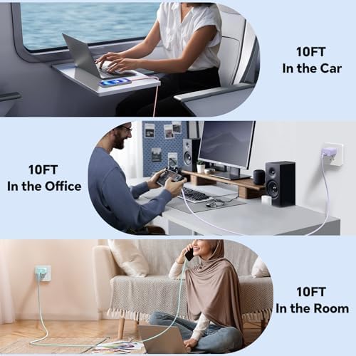 Revolutionary 3-Pack 20 W USB-C Fast Chargers with 10 FT Cables in Elegant Pink, Purple, and White – Ultimate Compatibility for i Phone 15/16 Pro/Max/Plus – Experience Lightning-Fast Charging and Stylish Convenience for All Your Power Needs