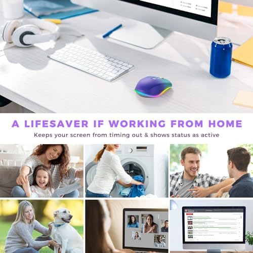 PEIOUS Rechargeable Wireless Mouse with LED – Innovative Jiggler Technology to Keep Your Computer Awake – Sleek Black Design for Optimal Comfort and Productivity