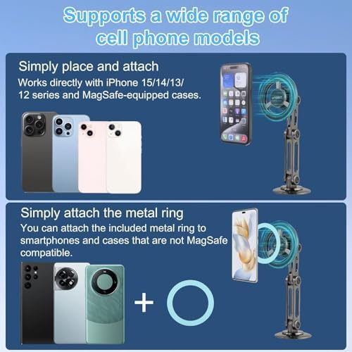 Experience the Ultimate Driving Convenience with UTEBIT Mag Safe Car Mount – 360° Rotating Magnetic Phone Holder for i Phone 15/14/13/12 Pro Max Plus & Universal Compatibility – Secure, Hands-Free Access for Safer Navigation and Calls