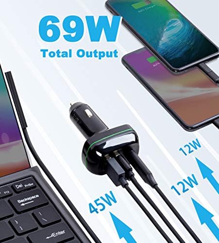 High-Speed USB-C Car Charger for Microsoft Surface Pro & Laptop – Dual Port Multi-Device Charging with 45 W Max Output, Compatible with Surface Book, i Pad, i Phone, Nintendo Switch – Safe and Efficient Power Solution for On-the-Go Users