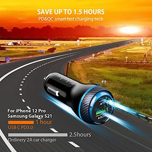 Ultra-Fast 45 W Type C Car Charger with Dual Port PD/PPS & QC Technology – Quick Charge Adapter for Samsung Galaxy S25/S24/S23, i Phone 16/15 Pro Max, and Pixel 9 – Includes 4 FT Type C Cable for Maximum Versatility and Safety on the Road